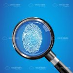 Magnifying Glass Over a Fingerprint on a Blue Background
